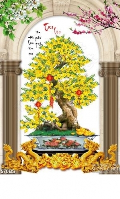 tranh gạch cây mai 3d - FVC32