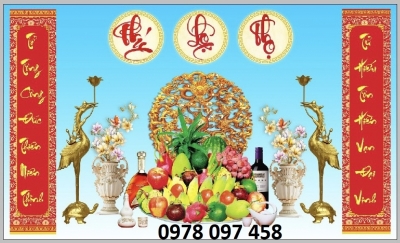 Tranh gạch men 3D - phòng thờ gia tiên
