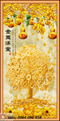 Tranh gạch cây tiền vàng 3d - SCXV54