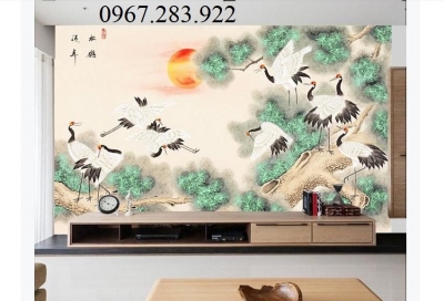 Gạch ốp tường 3D chim Hạc