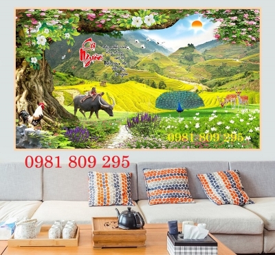 Mẫu tranh gạch 3d đồng quê