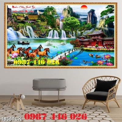 Gạch tranh phong cảnh phòng khách HP2722