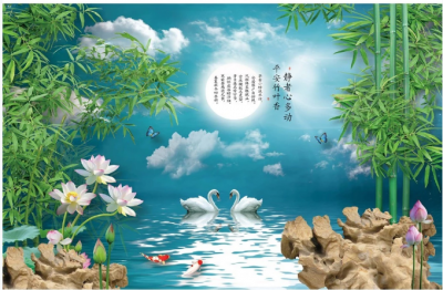 Tranh hoa sen trang trí tường- gạch tranh 3D