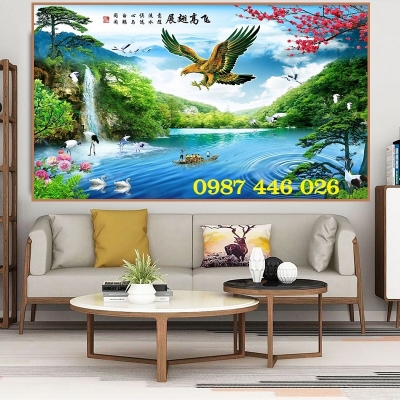 Gạch tranh thác nước, tranh phong cảnh đẹp HP7292