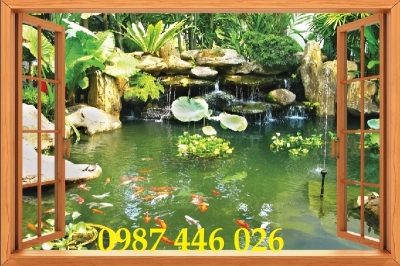 Gạch tranh 3d phong cảnh cửa sổ HP983