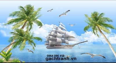 Tranh gạch 3d thuyền buồm - JHG44