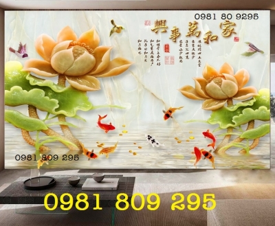 Tranh hoa sen , gạch trang trí 3d hoa sen ốp tường Hn888