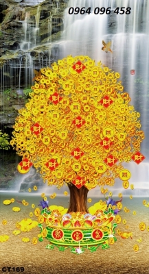 Tranh gạch 3d trang trí cây kim tiền - 0986CM