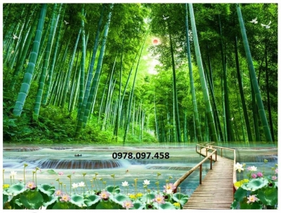 Gạch tranh vườn trúc ốp tường