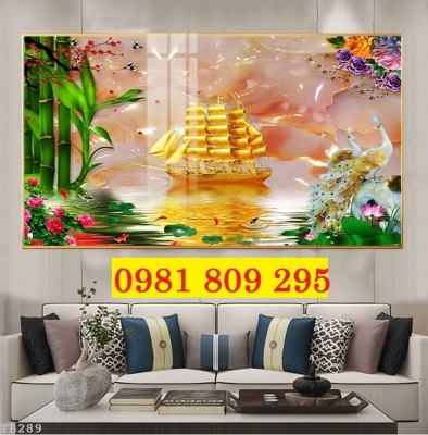 Tranh thuyền , gạch tranh phong thủy 3d
