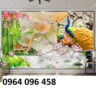 Tranh gạch 3d chim công - 033SM
