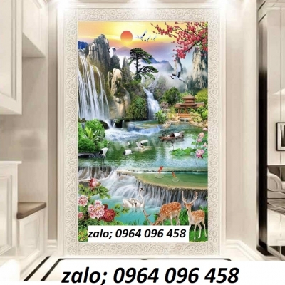 Tranh gạch 3d phong cảnh khổ đứng - QMNV4