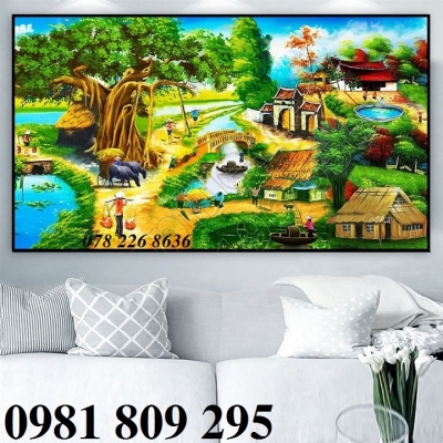Gạch tranh làng quê 3d