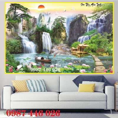 Gạch tranh phong cảnh thác nước HP8272