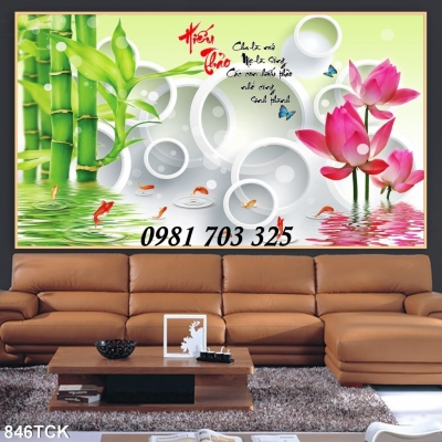 tranh hoa sen, tranh gạch 3D