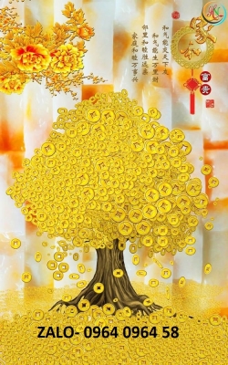 Tranh gạch cây kim tiền 3d - SXXX4