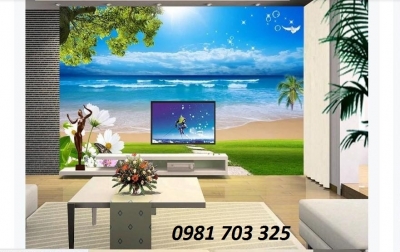 gạch tranh 3D phong cảnh biển trang trí phòng
