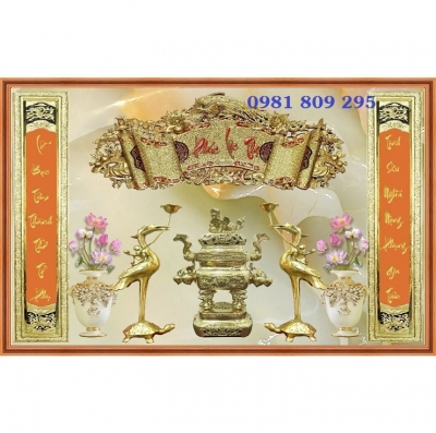 Tranh gạch đôi hạc phòng thờ 3D HP322
