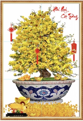 Tranh hoa mai 3d - tranh gạch 3d hoa mai - GVBN8