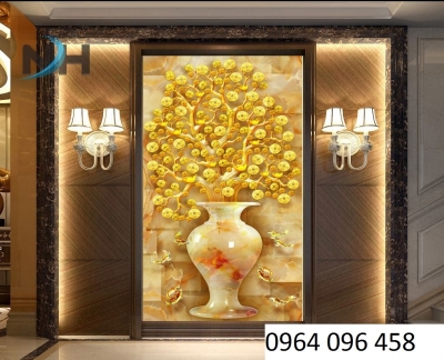 Tranh gạch 3d ốp tường cây kim tiền - 8909CV