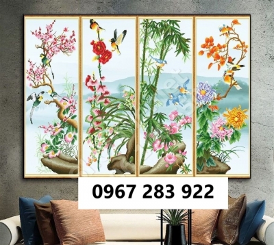 Tranh gạch tứ quý sang trọng