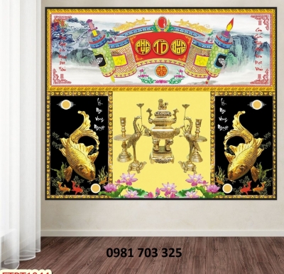 tranh 3D phòng thờ, gạch tranh 3D trang trí