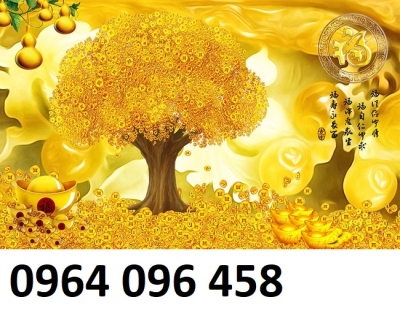 tranh gạch 3d ốp tường cây kim tiền phong thủy - GBV9