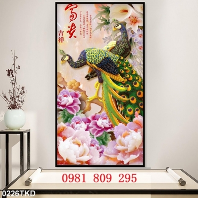 Tranh gạch men chim công GN786