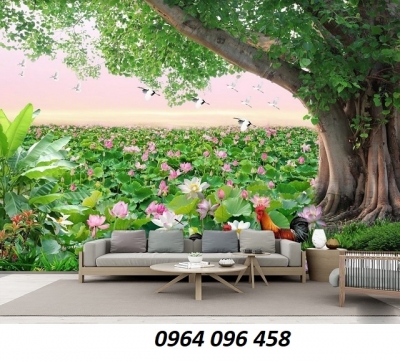 Tranh gạch 3d phong cảnh vườn hoa - CMMN66