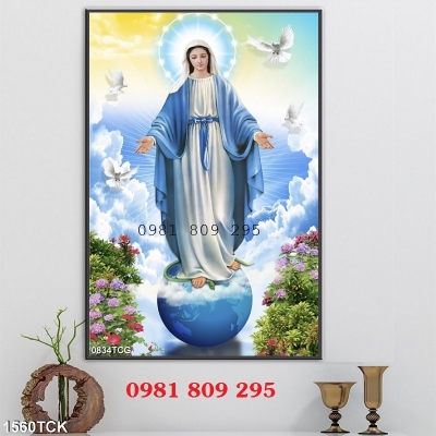 Gạch hình Đức Mẹ Maria ốp tường - tranh 3d công giáo HP75