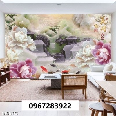 Tranh gạch trang trí 3d hoa mẫu đơn