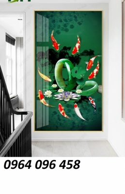 gạch tranh cá chép phong thủy 3d - CP09