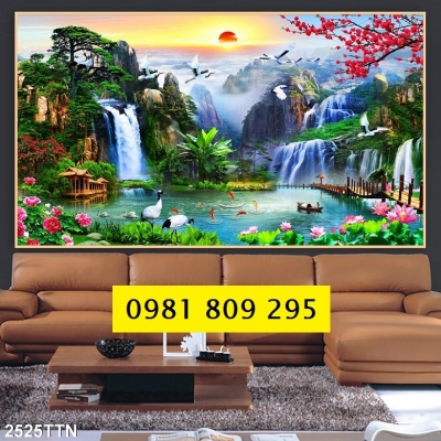 Tranh Gạch , tranh 3d phong cảnh phòng khách