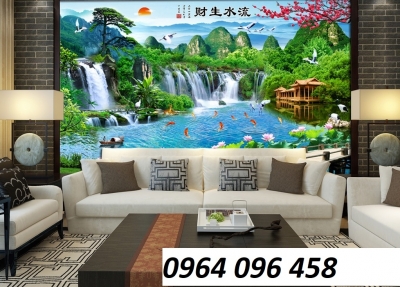 Tranh gạch ốp tường phong cảnh đồng quê 3d