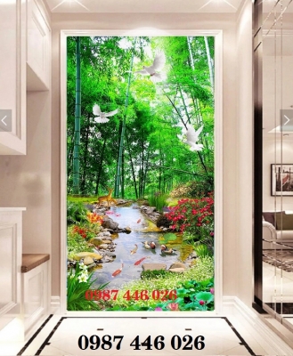 Tranh gạch men phong cảnh cây xanh HP734