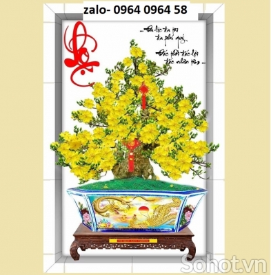 Tranh gạch 3d hoa mai dán tường - MBB66