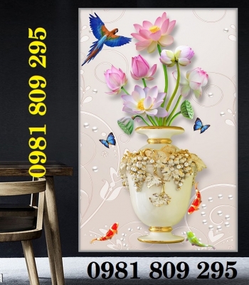 Tranh 3d bình hoa - gạch tranh