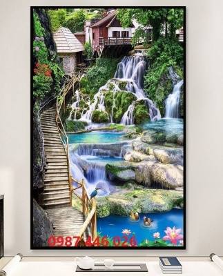 Tranh thác nước- gạch ốp tường