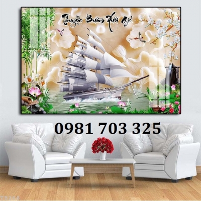 Tranh gạch 3D thuyền buồm đẹp