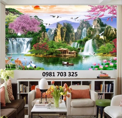 TRanh gạch phong cảnh thác nước