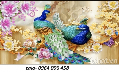 Tranh gạch 3d chim công - gạch tranh 3d chim công - FSCX4