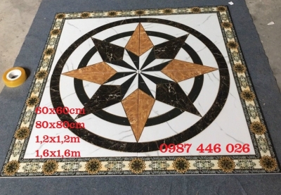 Gạch thảm vuông, gạch nền khắc vàng HP9722