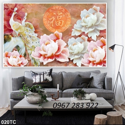 Tranh chim công gạch men nghệ thuật ốp tường