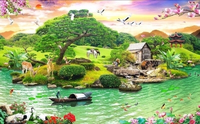 Tranh gạch 3d phong cảnh đồng quê 3d - 098CB