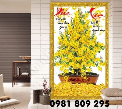 Tranh ốp tường 3d hoa mai , tranh gạch men