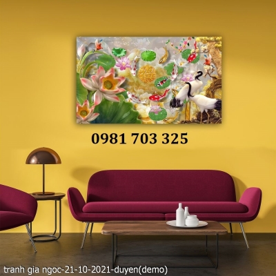 Tranh gạch men chim hạc phong thủy 3D
