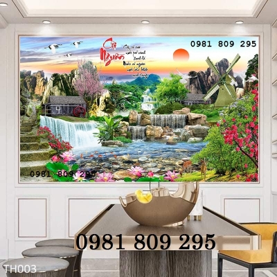 Tranh gạch thác nước , gạch 3d