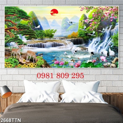 Tranh gạch ốp tường 3d phong cảnh mặt trời