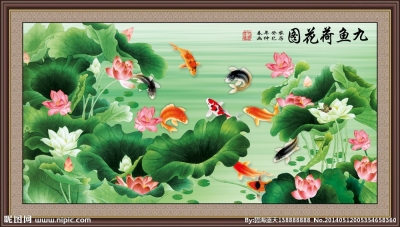 Tranh 3d cá chép - tranh gạch 3d cá chép - VCC55