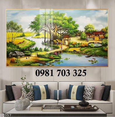 Tranh gạch phong cảnh đồng quê dán tường